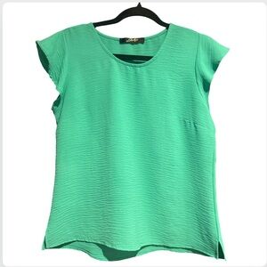 Emerald Green Boxy Blouse with Cap Sleeves